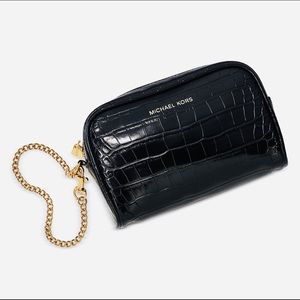 NEW MICHAEL KORS CROC EMBOSSED LEATHER CLUTCH